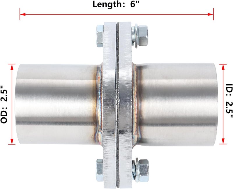 LCGP Exhaust Flange Repair Piping Kit 2.5" ID to 2.5" OD with Gasket and Bolt for Quick Fix Repair,304 Universal Stainless Steel Exhaust Flange Pipe - Image 2